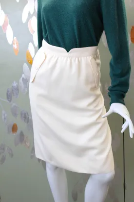 1980s Courrèges Cream Wool Skirt, Waist 26"