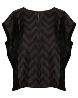 Cap Sleeve Chevron Print Blouse