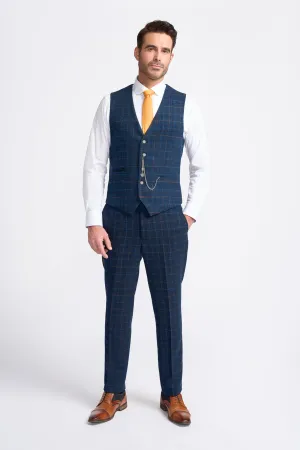 Cody Blue Check Waistcoat