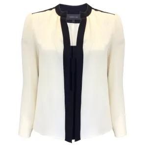 Derek Lam Ivory / Black Long Sleeved Silk Blouse