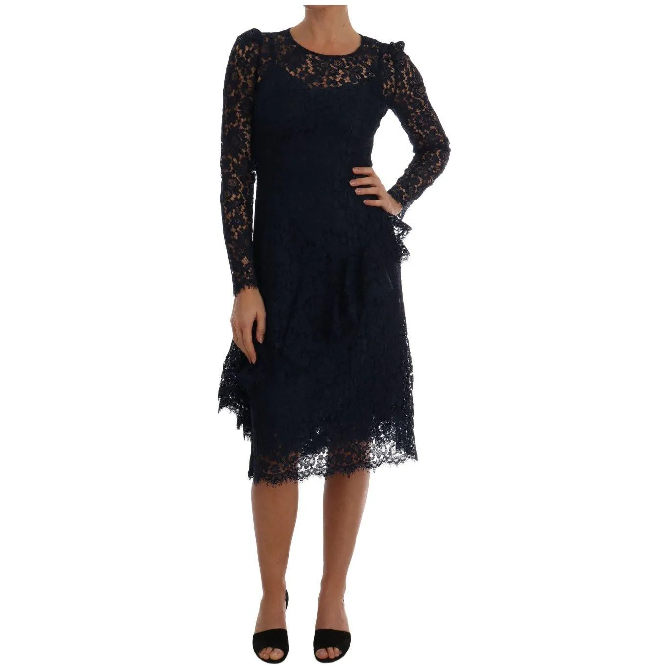 Dolce & Gabbana Elegant Floral Lace A-Line Dress