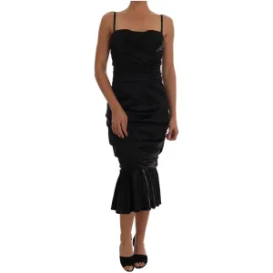 Elegant Dolce & Gabbana Silk Stretch Midi Dress with Bustier Design