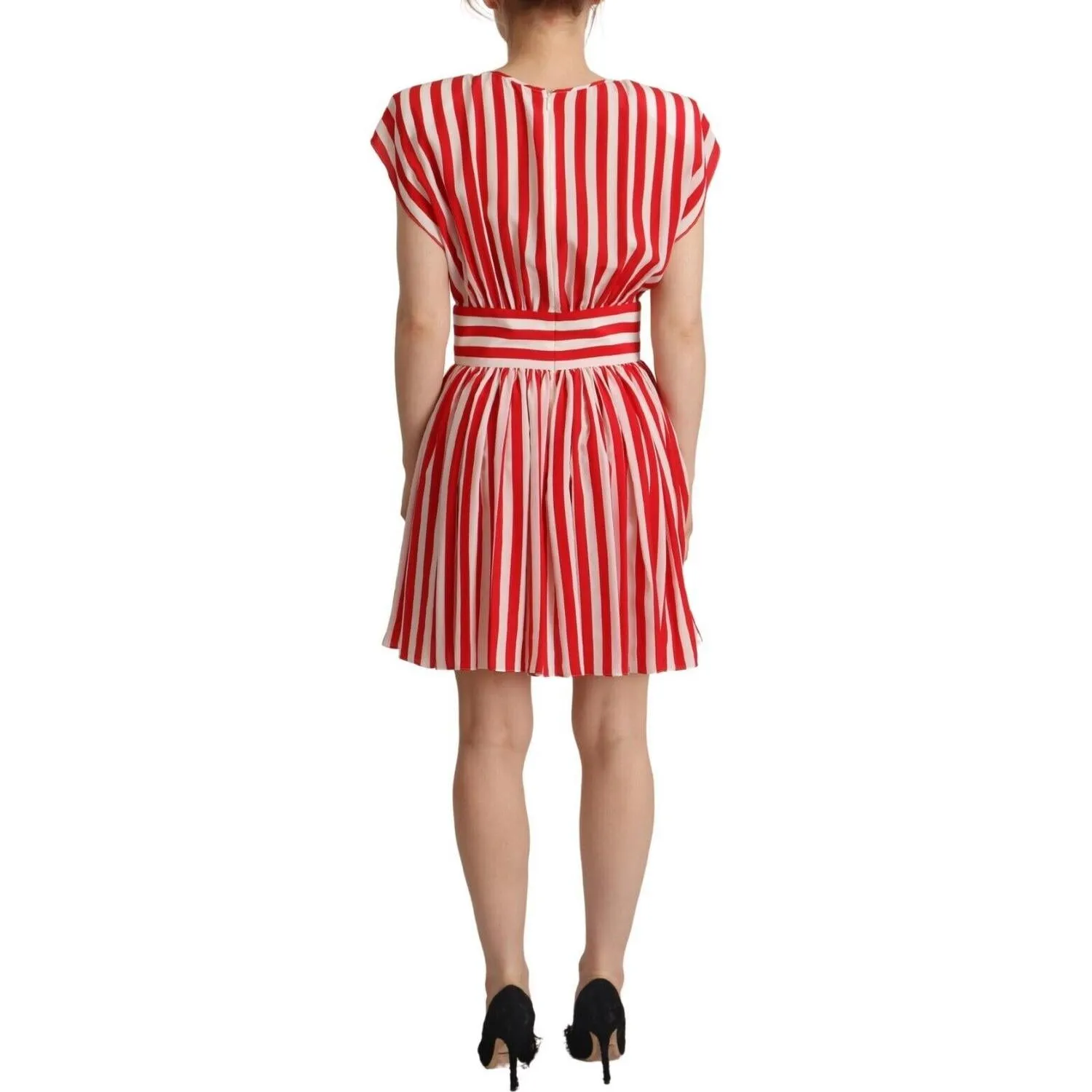 Dolce & Gabbana Elegant Striped Silk A-Line Mini Dress