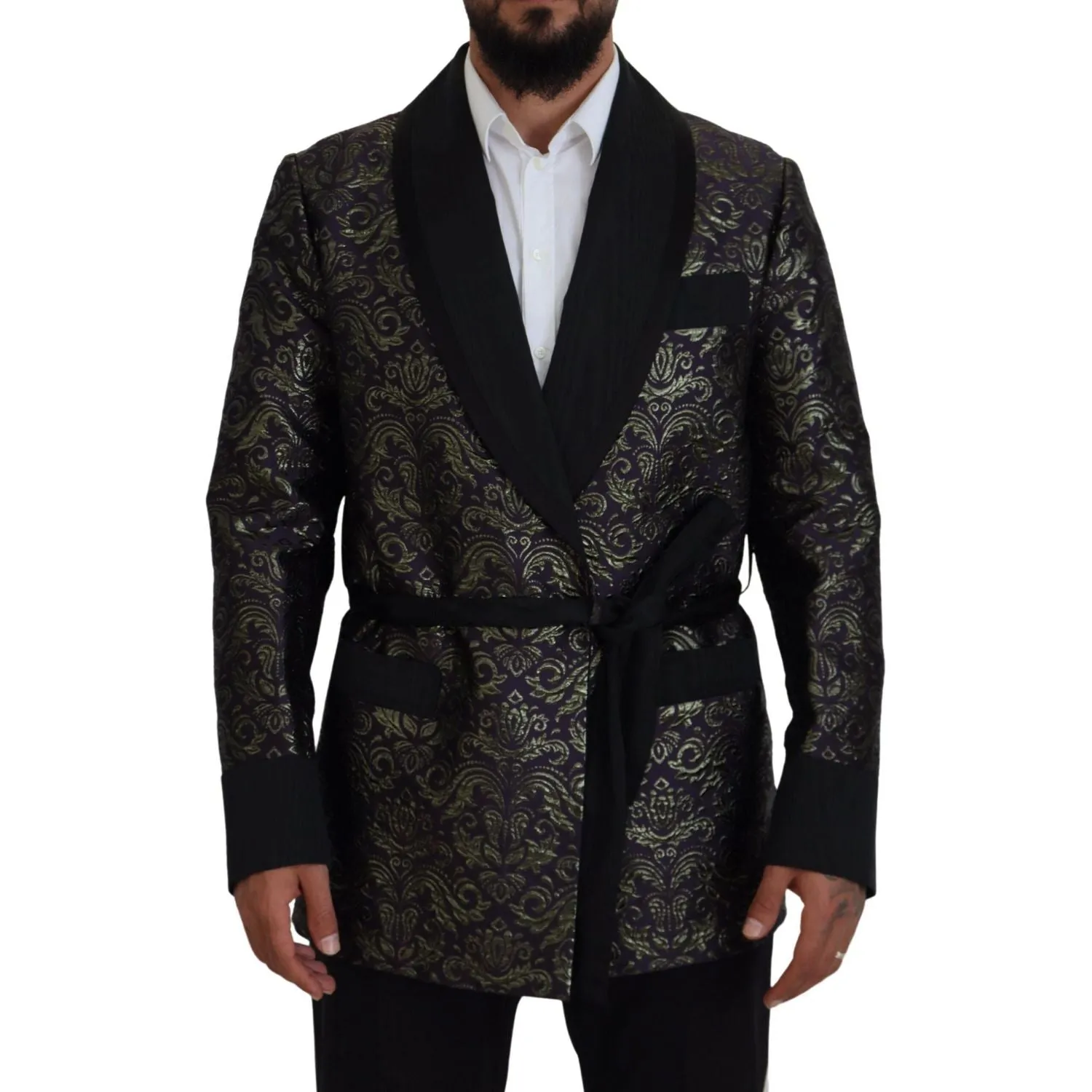 Dolce & Gabbana Gold Jacquard Robe Jacket