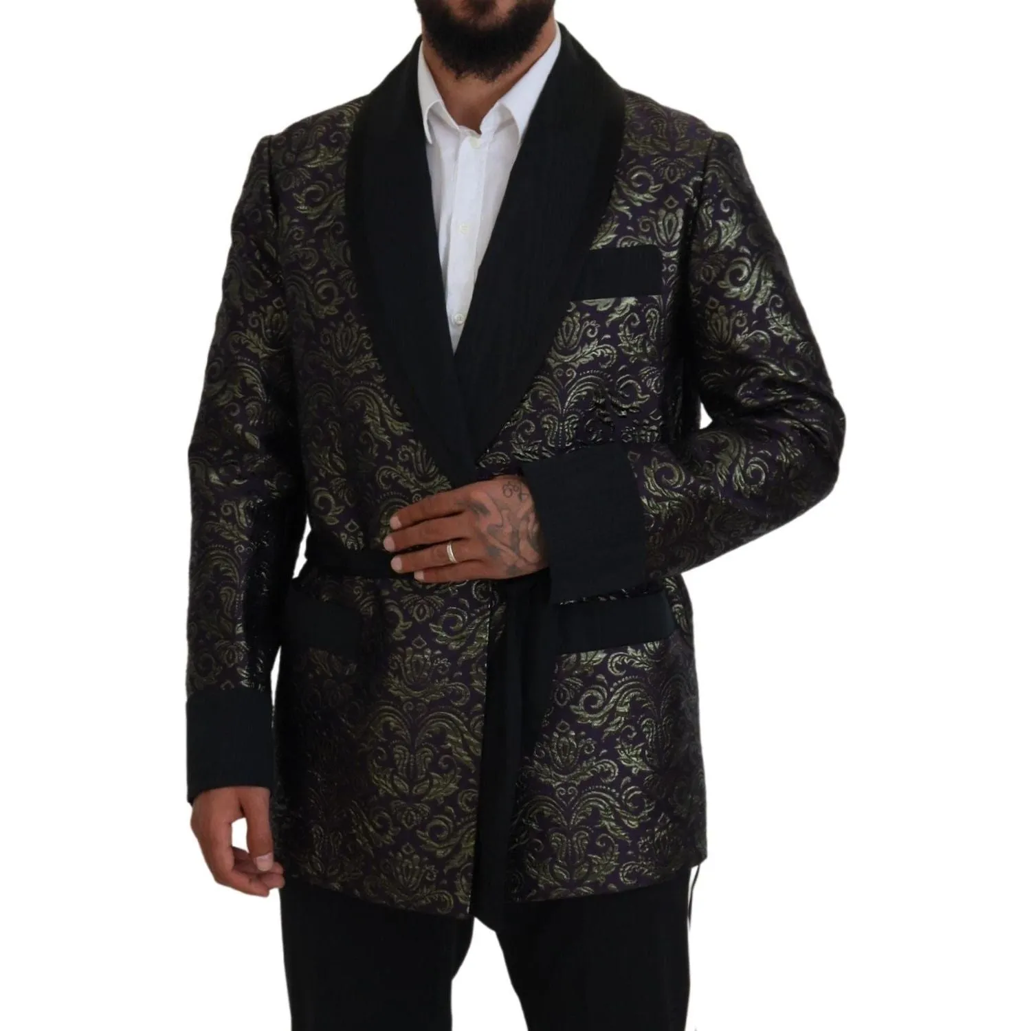 Dolce & Gabbana Gold Jacquard Robe Jacket