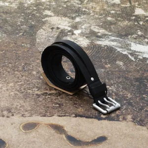 Dual Split Black Leather Belt