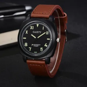 GAIETY Men  Faux Leather  Analog Quartz Round Wrist Watch