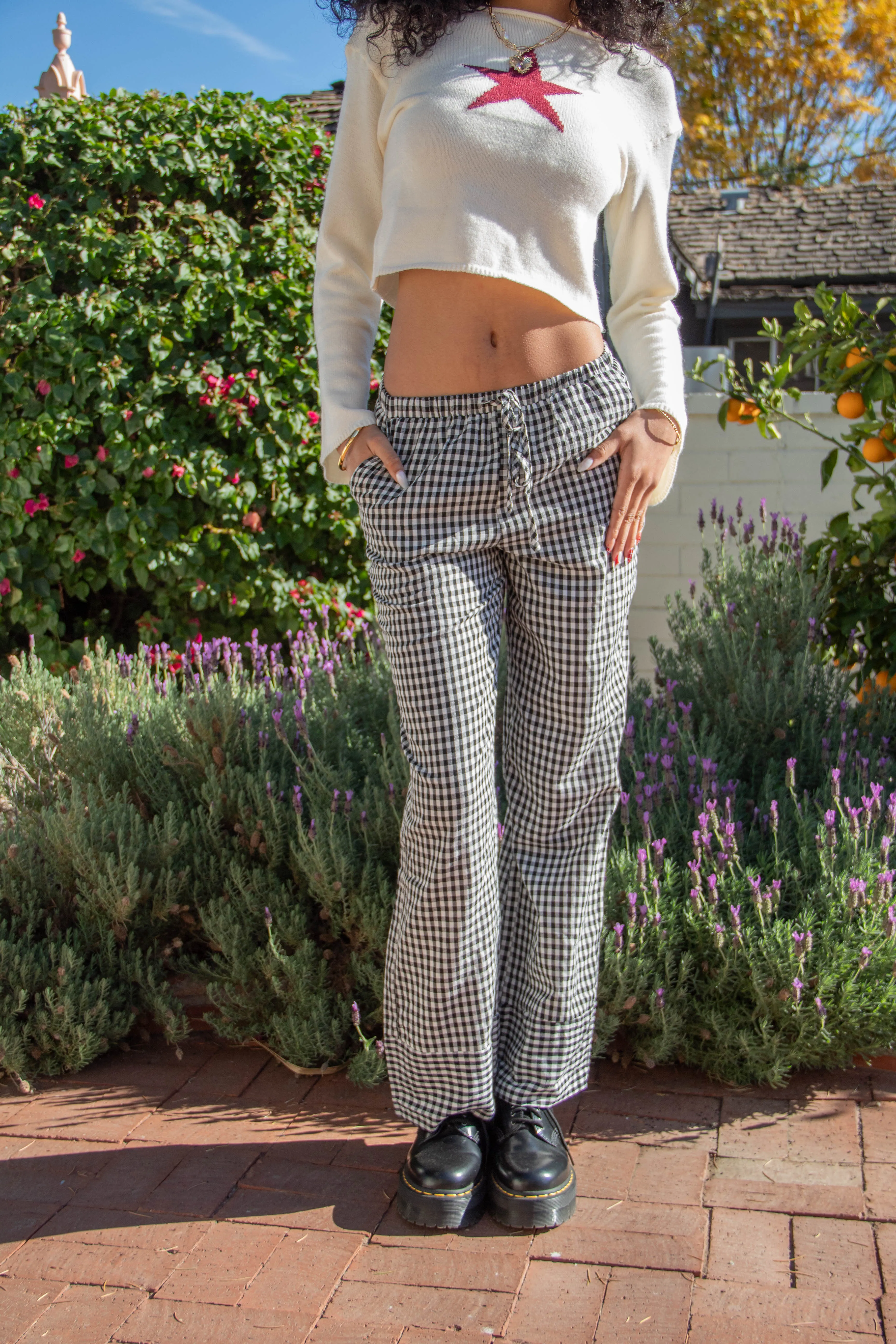 Gingham Wide Leg Pants