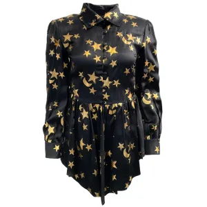 Gucci Black Silk Bright Star Blouse