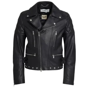 Black Quilted Leather Biker Jacket with Studs by Lanvin x Gallery Dept.