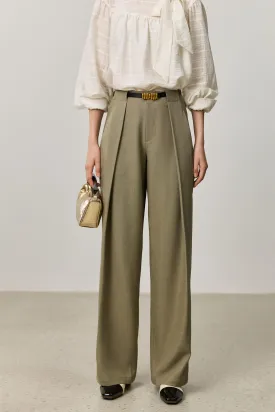 LILY Draped Office Wide-Leg Suit Pants