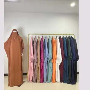 LN484 Women's long solid color robe dress abaya