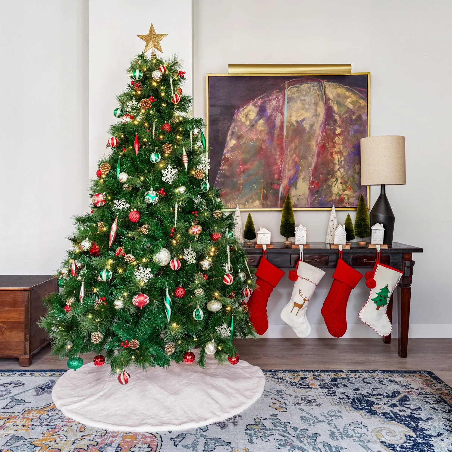 Luxe Plush Faux Fur Christmas Tree Skirt - 60"