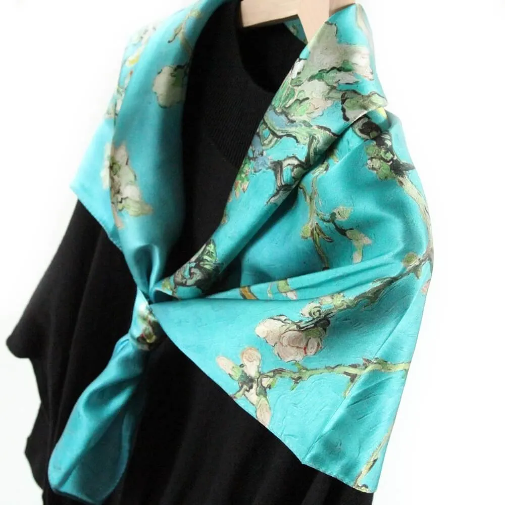 Oil Paint Silk Scarf| Almond Blossom