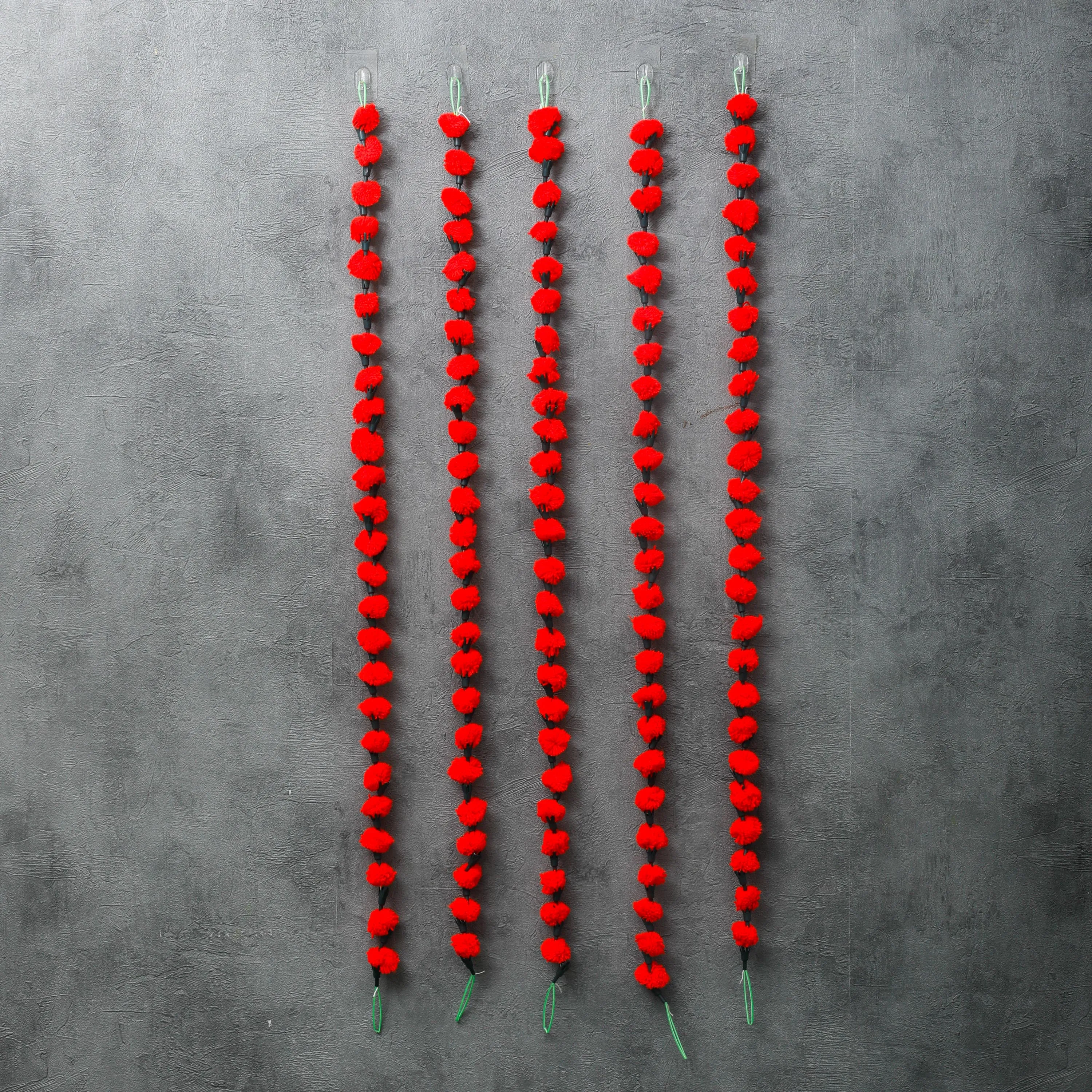 Red Woolen Marigold Garland