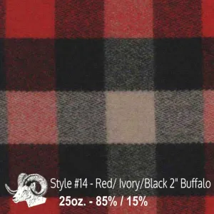 Wool Swatch - 14 - Red, Ivory, & Black Buffalo